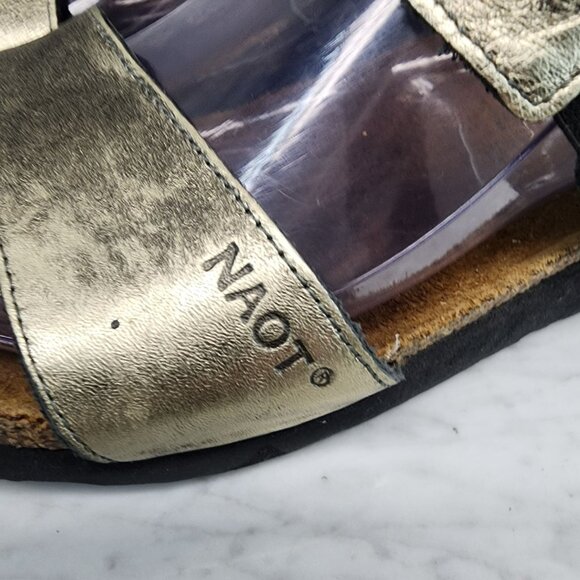 Naot Shoes Womens Size EU 38 US 7 Ashley Gold Metallic Leather Straps Sandals *G - Picture 4 of 14